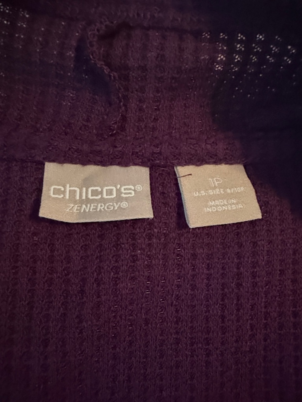 Chico's Deep Plum Open-Front Ribbed Cardigan - Picture 2 of 3